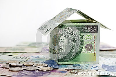 House made â€‹â€‹of polish money credit and construction Stock Photo